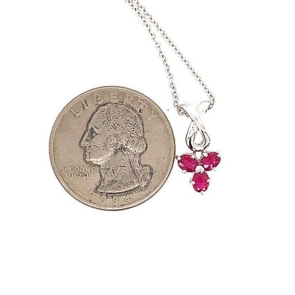 18k/14k 3-Ruby Pendant Necklace - Picture 10 of 11